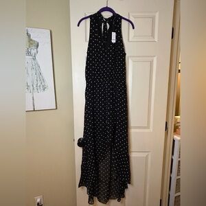 White House Black Markey Black Polka Dot Sleeveless high/Low dress